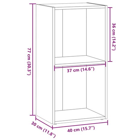 Boekenkast 40x30x77 cm bewerkt hout oud houtkleurig 9