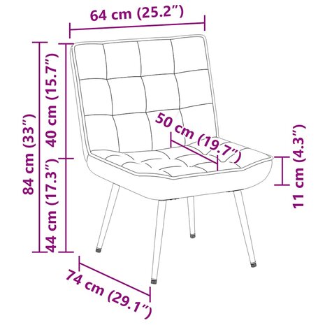Relaxstoel 64x74x84 cm fluweel crèmekleurig 9