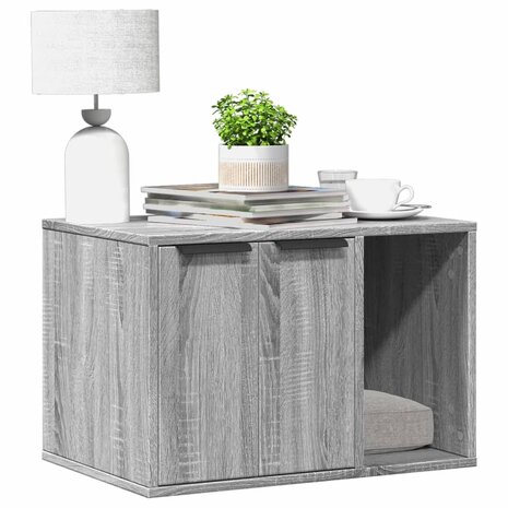 Kattenbakkast 60x40x40 cm bewerkt hout grijs sonoma eikenkleur 1
