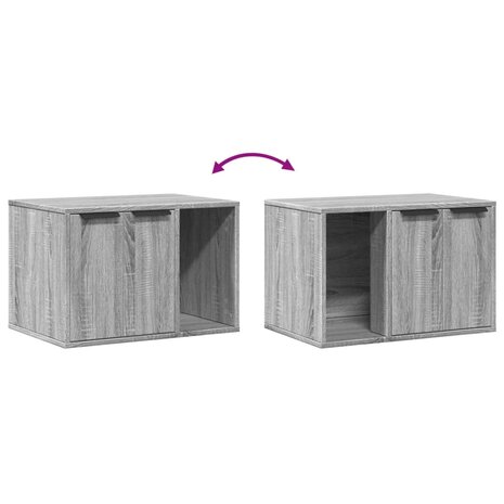 Kattenbakkast 60x40x40 cm bewerkt hout grijs sonoma eikenkleur 8