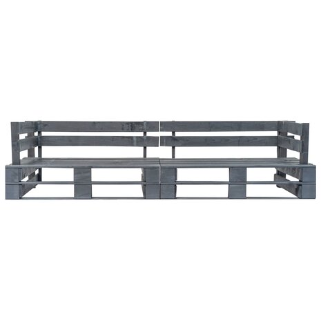 2-delige Tuinbankenset pallet met zandkleur kussens grenenhout 4