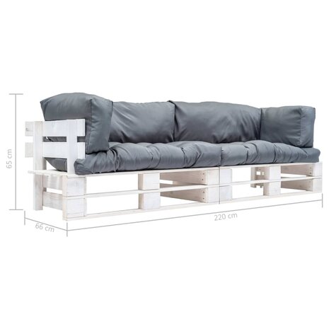 2-delige Bankenset pallet met grijze kussens grenenhout 3
