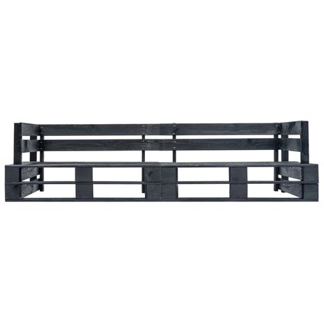 2-delige Tuinbankenset pallet met grijze kussens grenenhout 4