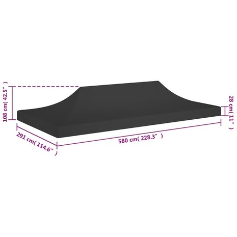Partytentdak 270 g/m² 6x3 m zwart 6