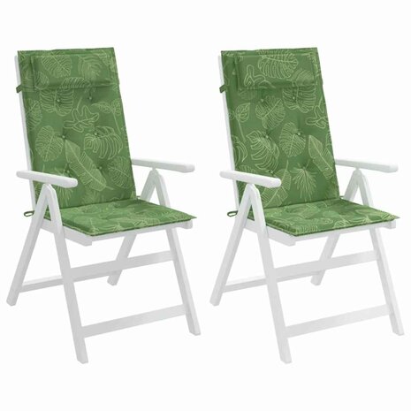 Stoelkussens 2 st hoge rug bladpatroon oxford stof 4