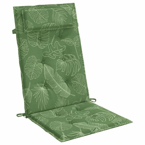 Stoelkussens 2 st hoge rug bladpatroon oxford stof 5