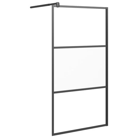 Inloopdouchewand 100x195 cm halfmat ESG-glas zwart 2