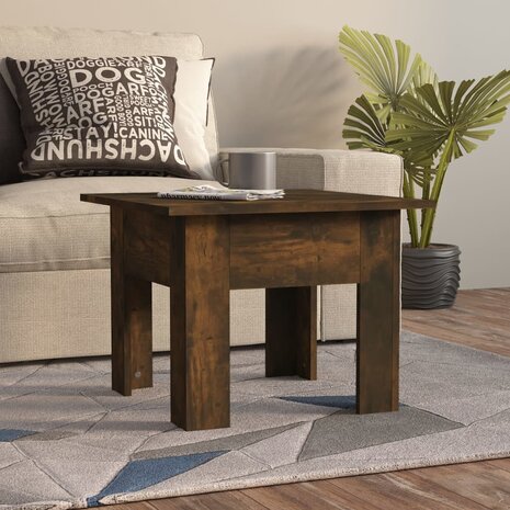 Salontafel 55x55x42 cm bewerkt hout gerookt eikenkleur 1