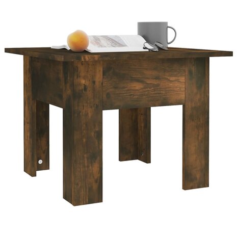 Salontafel 55x55x42 cm bewerkt hout gerookt eikenkleur 4