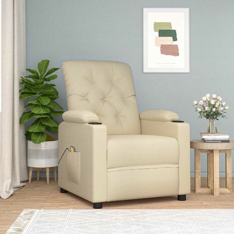 Massagestoel stof crèmekleurig 1