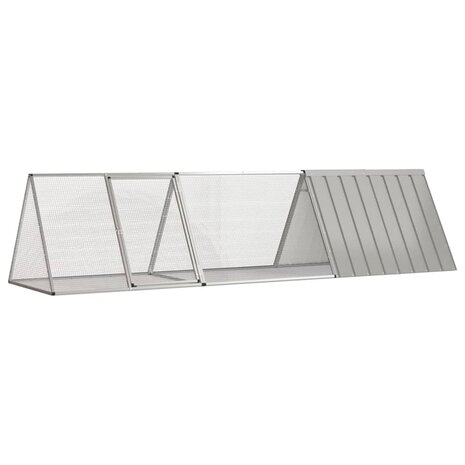 Konijnenhok 302,5x80,5x71 cm gegalvaniseerd staal grijs 1