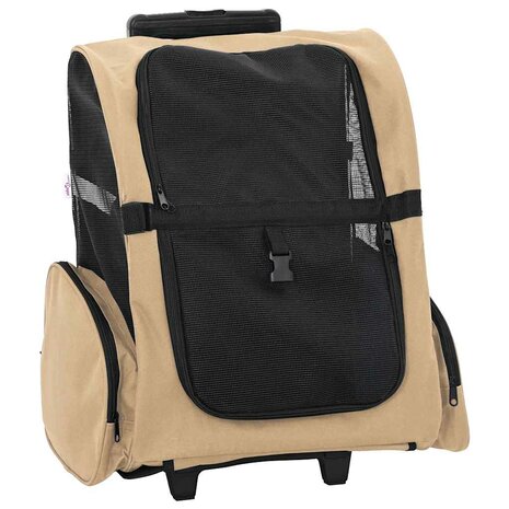 Huisdierentrolley 3-in-1 48x32x57 cm oxford stof zandkleurig 1