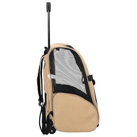 Huisdierentrolley 3-in-1 48x32x57 cm oxford stof zandkleurig 5