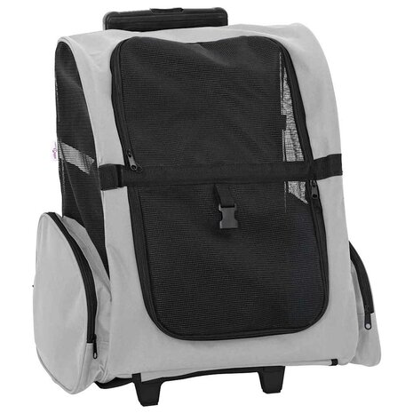 Huisdierentrolley 3-in-1 48x32x57 cm oxford stof grijs 1