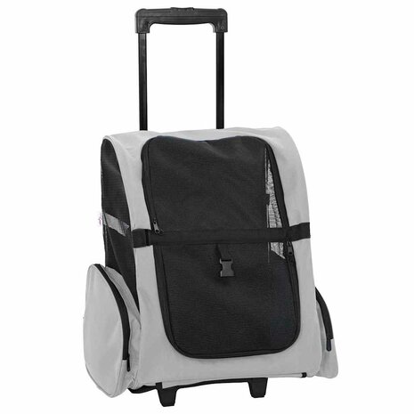 Huisdierentrolley 3-in-1 48x32x57 cm oxford stof grijs 2
