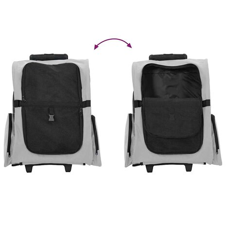 Huisdierentrolley 3-in-1 48x32x57 cm oxford stof grijs 8