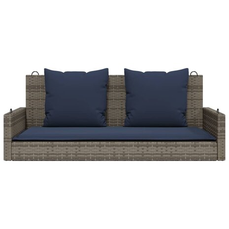 Schommelbank met kussens 119x56x48 cm poly rattan grijs 4