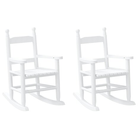 Schommelstoelen 2 st voor kinderen massief populierenhout wit 2