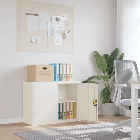 Archiefkast 90x40x70 cm staal wit 1