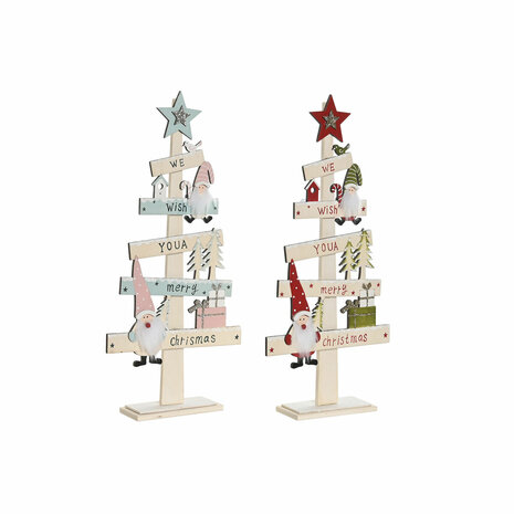 Kerstboom DKD Home Decor Rood Roze Hout 17,5 x 5 x 38 cm (2 Stuks) 1