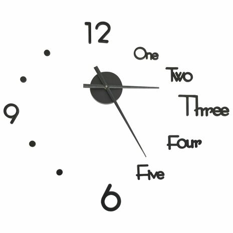 3D-wandklok modern XXL 100 cm zwart 2