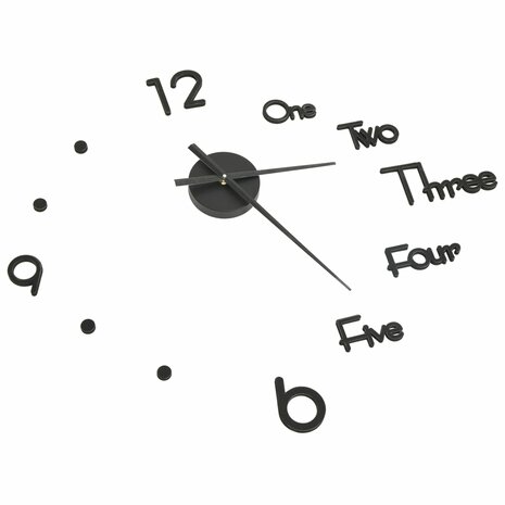 3D-wandklok modern XXL 100 cm zwart 3