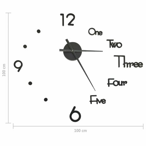 3D-wandklok modern XXL 100 cm zwart 5