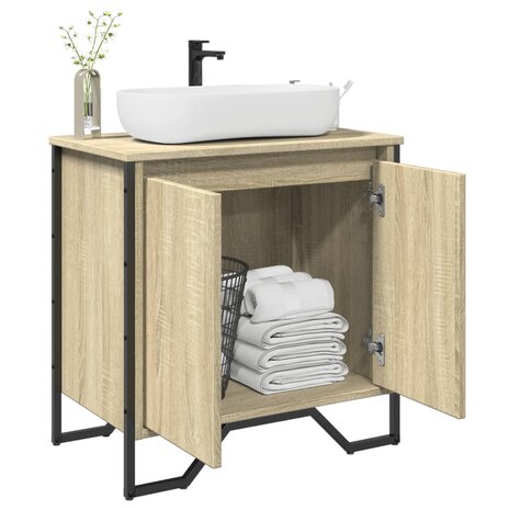 Wastafelkast 60x35x60 cm bewerkt hout sonoma eikenkleurig 1