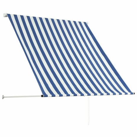Luifel uittrekbaar 100x150 cm blauw en wit 3