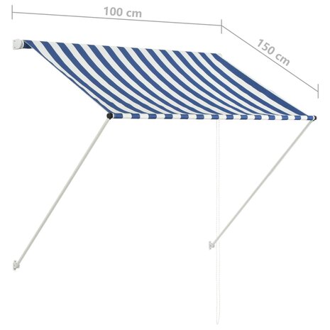 Luifel uittrekbaar 100x150 cm blauw en wit 8