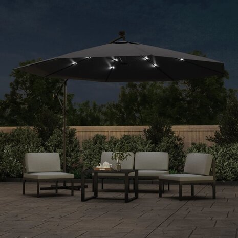 Zweefparasol met LED-verlichting 350 cm zwart 3