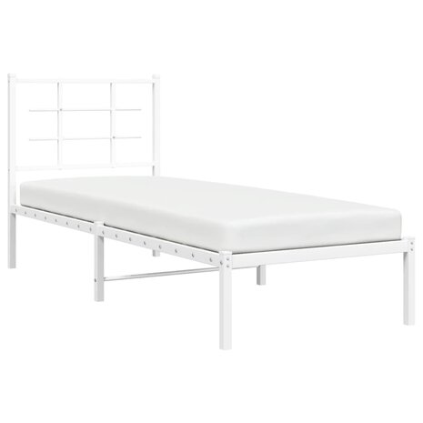 Bedframe met hoofdbord zonder matras metaal wit 75x190 cm 4