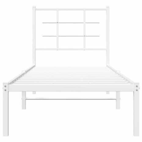 Bedframe met hoofdbord zonder matras metaal wit 75x190 cm 5