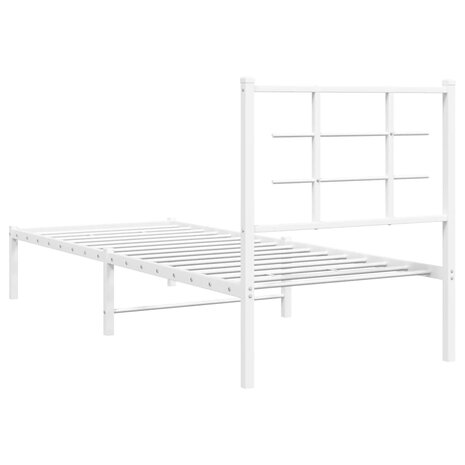 Bedframe met hoofdbord zonder matras metaal wit 75x190 cm 7