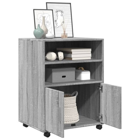 Rolkast 60x48x81 cm bewerkt hout grijs sonoma eikenkleurig 3