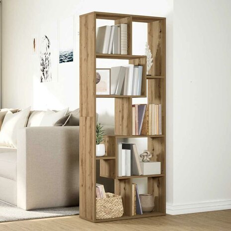 Kamerscherm / boekenkast 67x25x161,5 cm hout artisanaal eiken 4