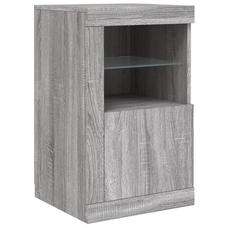 Bijzetkastjes met LED 2 st bewerkt hout grijs sonoma eikenkleur 6
