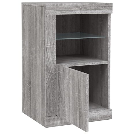 Bijzetkastjes met LED 2 st bewerkt hout grijs sonoma eikenkleur 7