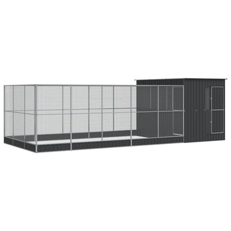 Volière met verlengstuk 704x303x216 cm staal zilverkleurig 2