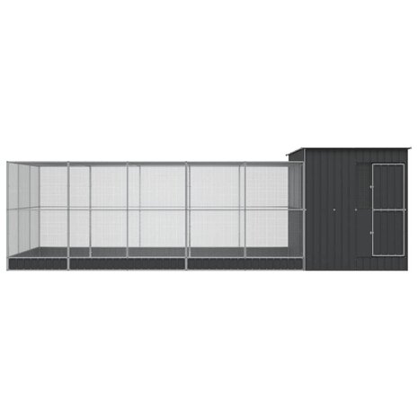Volière met verlengstuk 704x303x216 cm staal zilverkleurig 3