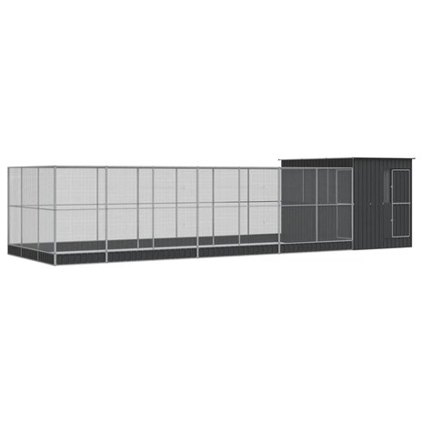 Volière met verlengstuk 911x303x216 cm staal zilverkleurig 2