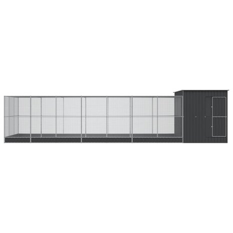Volière met verlengstuk 911x303x216 cm staal zilverkleurig 3