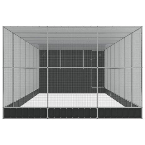 Volière met verlengstuk 911x303x216 cm staal zilverkleurig 4