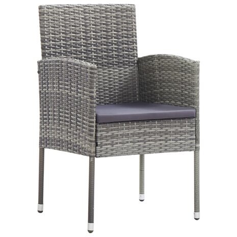 Tuinstoelen 2 st met donkergrijze kussens poly rattan grijs 2