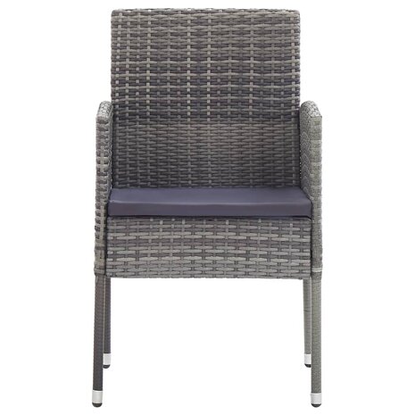 Tuinstoelen 2 st met donkergrijze kussens poly rattan grijs 3