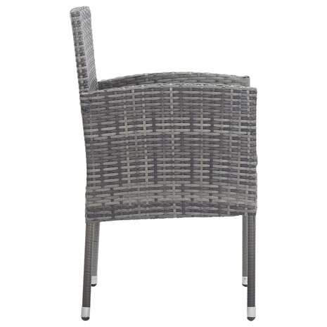 Tuinstoelen 2 st met donkergrijze kussens poly rattan grijs 4