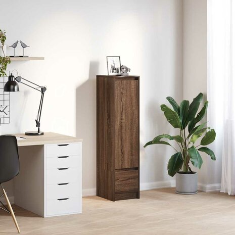 Hoge kast 29,5x34x119,5 cm spaanplaat bruin eikenkleurig 1