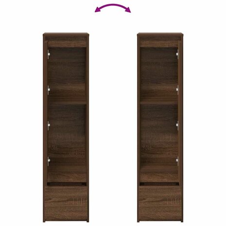 Hoge kast 29,5x34x119,5 cm spaanplaat bruin eikenkleurig 9