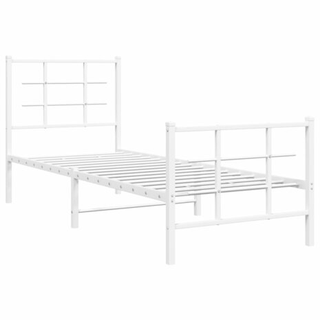 Bedframe met hoofd- en voeteneinde metaal wit 80x200 cm 3
