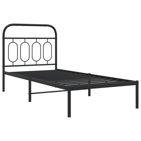 Bedframe met hoofdbord metaal zwart 90x190 cm 3
